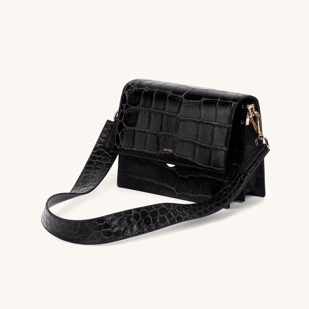 JW PEI Mini Flap Bag - Black Croc